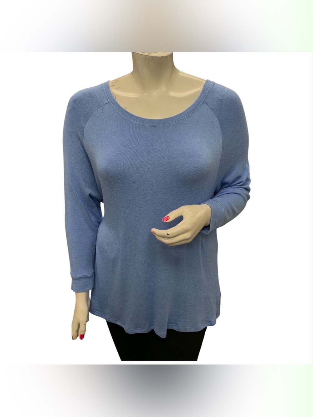 Shannon Passero Scoop Neck Lightweight Pullover Sweatshirt - Light Blue Size L